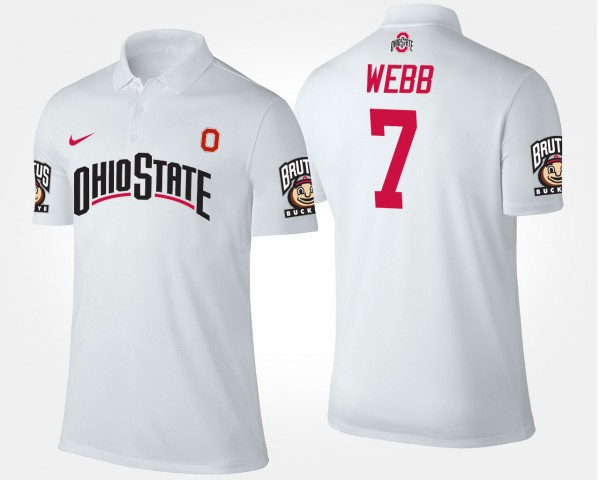 Ohio State Buckeyes Damon Webb Men's #7 White College Football Polo 2404DMEV4